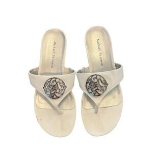 Michael Shannon White Clunky Pump Sandals Size 8M Women's